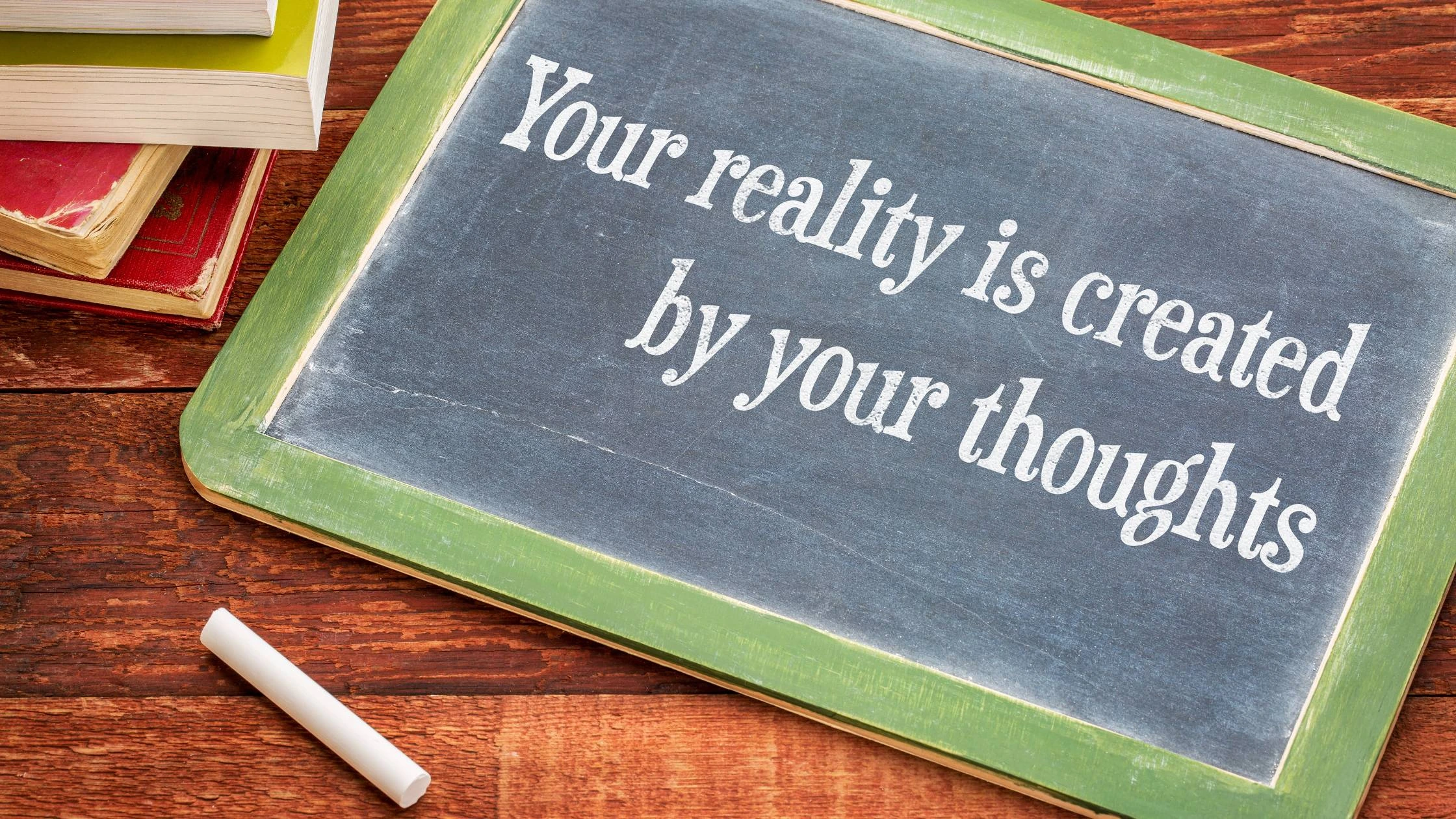 This post contains slat and on the slat "your reality is created by your thoughts"